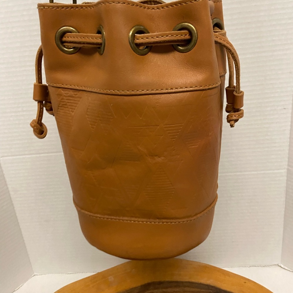 Pendleton Drawstring Leather Bucket Bag - image 5